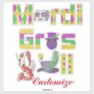 Mardi Gras Y'all Thunder_Cove Sticker