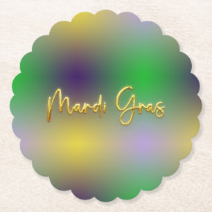 Mardi Gras Yellow, Purple, Green Paper Coaster
