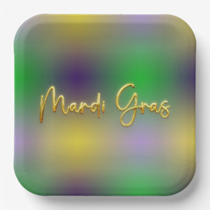 Mardi Gras Yellow, Purple, Green Paper Plates