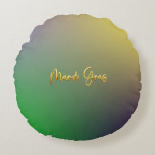 Mardi Gras Yellow, Purple, Green Round Pillow