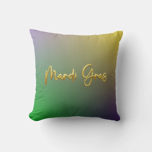 Mardi Gras Yellow, Purple, Green Throw Pillow (Front)