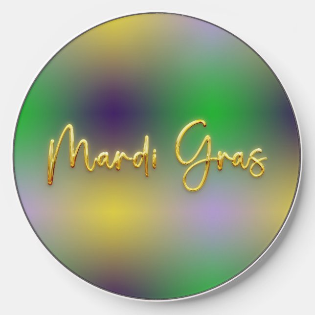 Mardi Gras Yellow, Purple, Green Wireless Charger (Front)