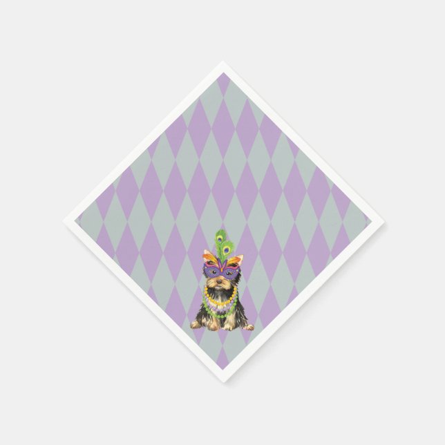 Mardi Gras Yorkie Paper Napkins (Corner)