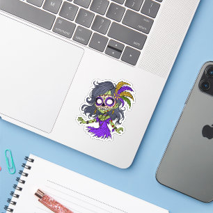 Mardi Gras Zombie Sticker