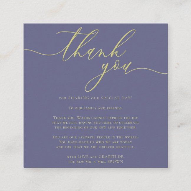 Mardi Grass Color Scheme Custom Photo Thank You Enclosure Card