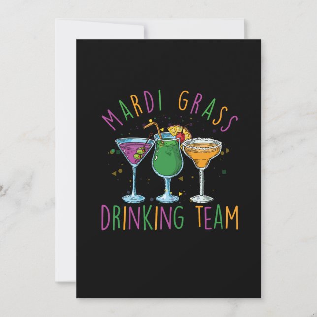 Mardi Grass Drinking Team Street Party Gift Invitation (Front)