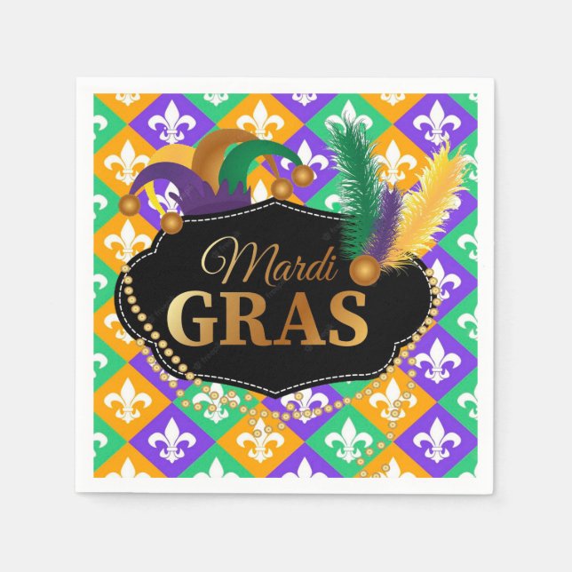 Mardi Grass Fleur de Lis Napkins (Front)