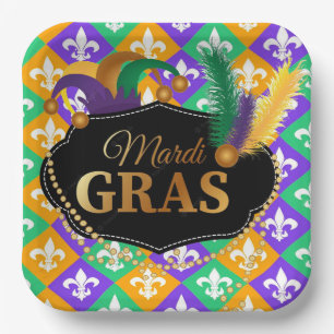 Mardi Grass Fleur de Lis Paper Plates