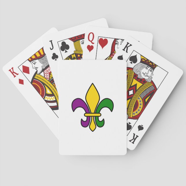 Mardi grass fleur-de-lys poker cards (Back)