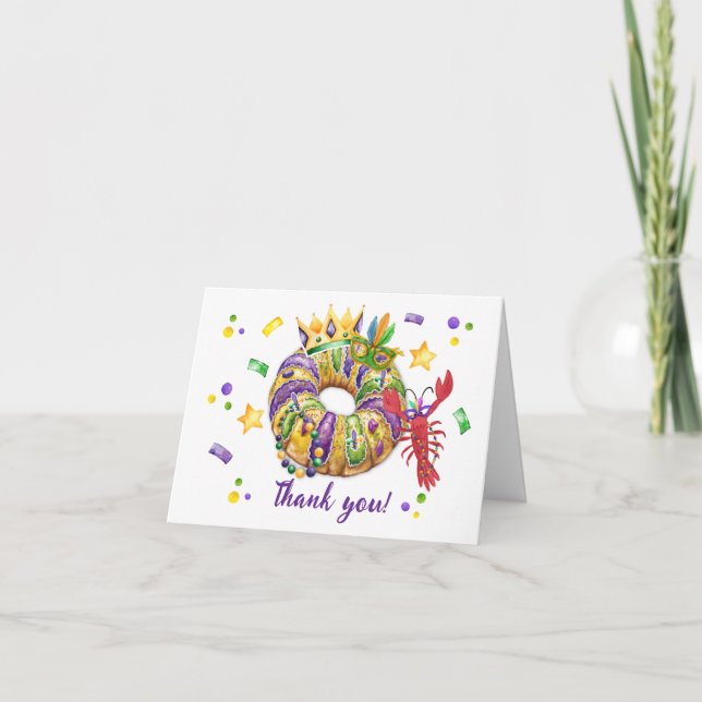 Mardi Grass King Boy Folded Thank You Card (Front)