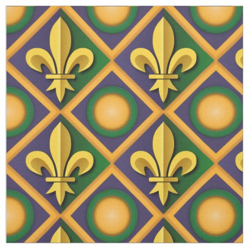 Mardi grass pattern with golden fleur_de_lis fabric