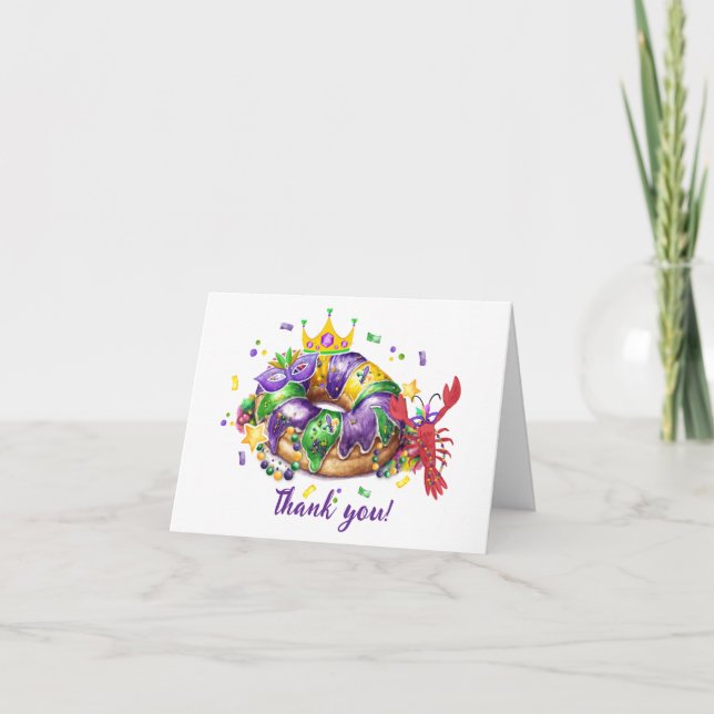 Mardi Grass Queen Girl Folded Thank You Card (Front)