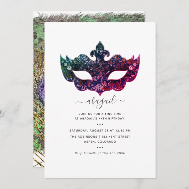 Mardi GrasTropical Birthday Party Invitation (Front/Back)