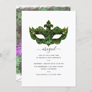 Mardi GrasTropical Butterfly Birthday Party Invitation