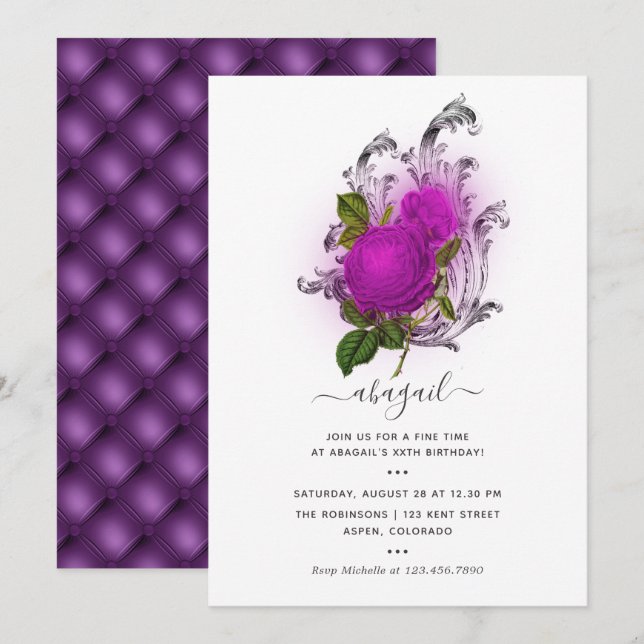 Mardi GrasTropical Peacock Birthday Party Invitati Invitation (Front/Back)