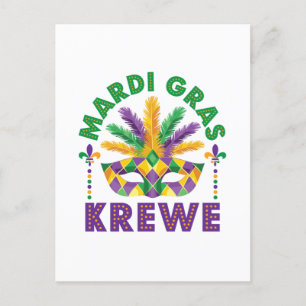 Mardi Graw Krewe Parade Party Festival Postcard