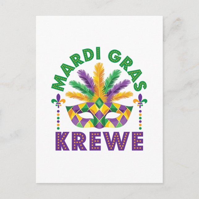 Mardi Graw Krewe Parade Party Festival Postcard (Front)