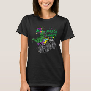 Mardi Grawr Dino Jester Outfit Mardi Gras Rex Kids T-Shirt