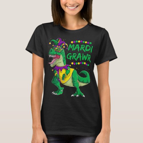 Mardi Grawr Dino Jester Outfit Mardi Gras T Rex K T_Shirt