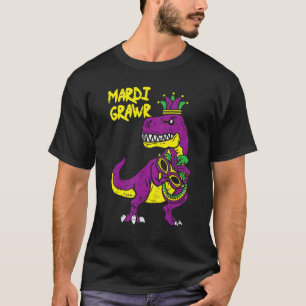Mardi Grawr Jester T Rex Dinosaur Dino Mardi Gras T-Shirt