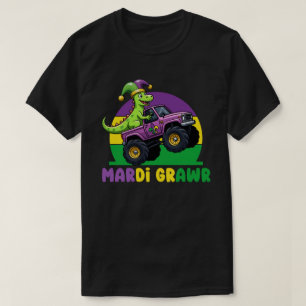 Mardi Grawr Monster Truck Dinosaur Mardi Gras  T-Shirt
