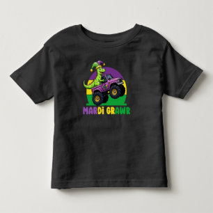 Mardi Grawr Monster Truck Dinosaur Mardi Gras  Toddler T-shirt