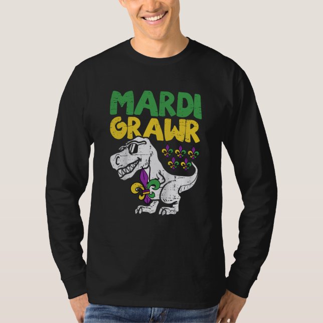 Mardi Grawr Rex Dino Toddler Kids Mardi Gras Boys T-Shirt (Front)