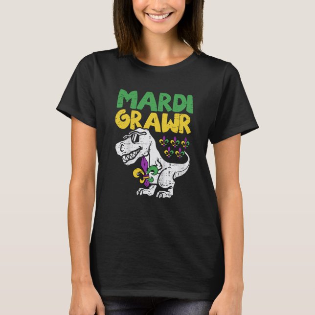 Mardi Grawr Rex Dino Toddler Kids Mardi Gras Boys T-Shirt (Front)