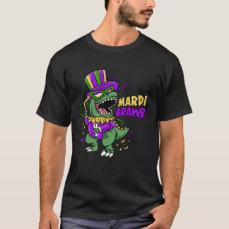 Mardi Grawr Rex Dinosaur  Cool Dino Mardi Gras T-Shirt