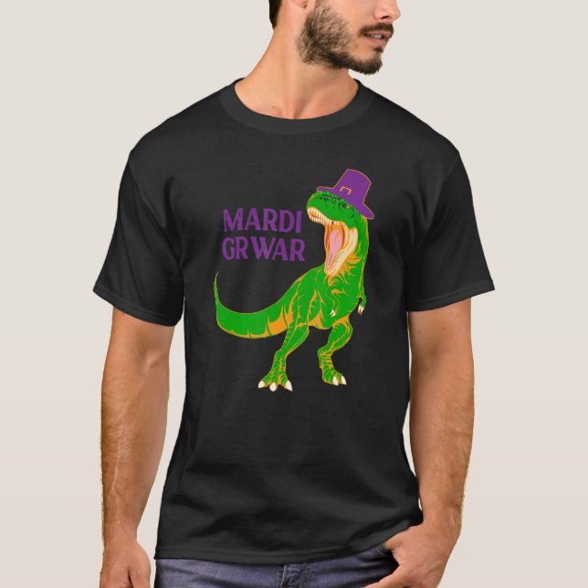 Mardi Grawr T Rex Dinosaur Bead Costume For Bead P T-Shirt (Front)