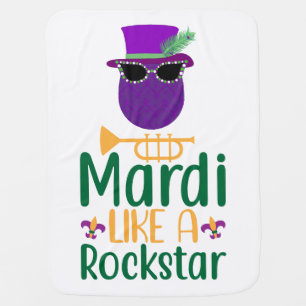 Mardi Like A Rockstar Typography Baby Blanket