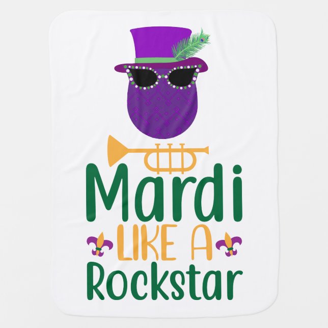 Mardi Like A Rockstar Typography Baby Blanket (Front)