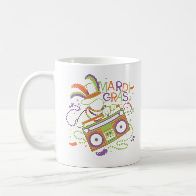 Mardi Remix: Beads, Beats & Boom Boxes Coffee Mug (Left)
