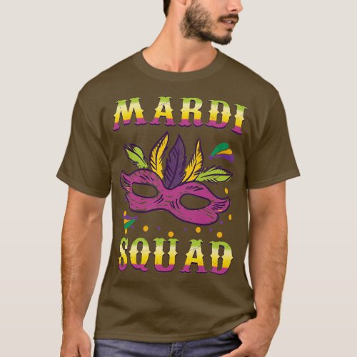 Mardi Squad Mask Masquerade Beads Gras Mardi T_Shirt