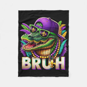 Mardigator Alligator Bruh Mardi Gras Costume Teens Fleece Blanket