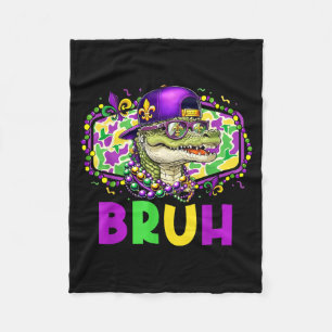 Mardigator alligator bruh mardi gras costume teens fleece blanket