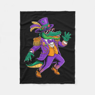 Mardigator Mardi Gras Alligator Costume Men Kids M Fleece Blanket