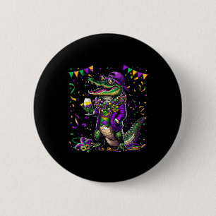 Mardigator Mardi Gras Alligator Costume Men Women Button