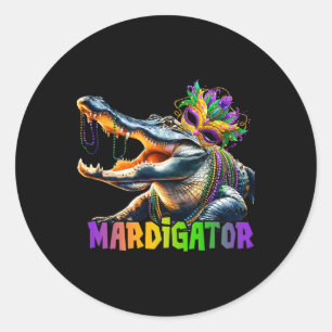 Mardigator Mardi Gras Alligator Costume Men Women  Classic Round Sticker