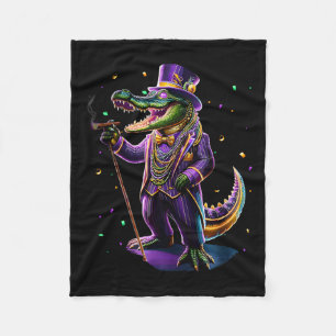 Mardigator Mardi Gras Alligator Costume Men Women Fleece Blanket