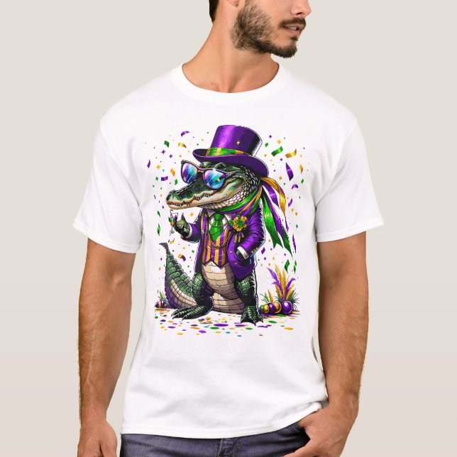 Mardigator Mardi Gras Alligator Costume T-Shirt (Front)