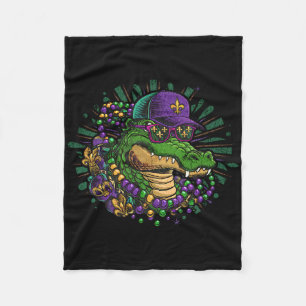 Mardigator Mardi Gras Alligator Costume Women Men Fleece Blanket