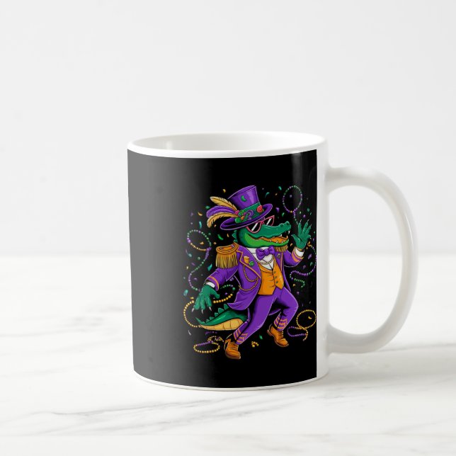 Mardigator Mardi Gras Dancing Alligator Costume Ma Coffee Mug (Right)