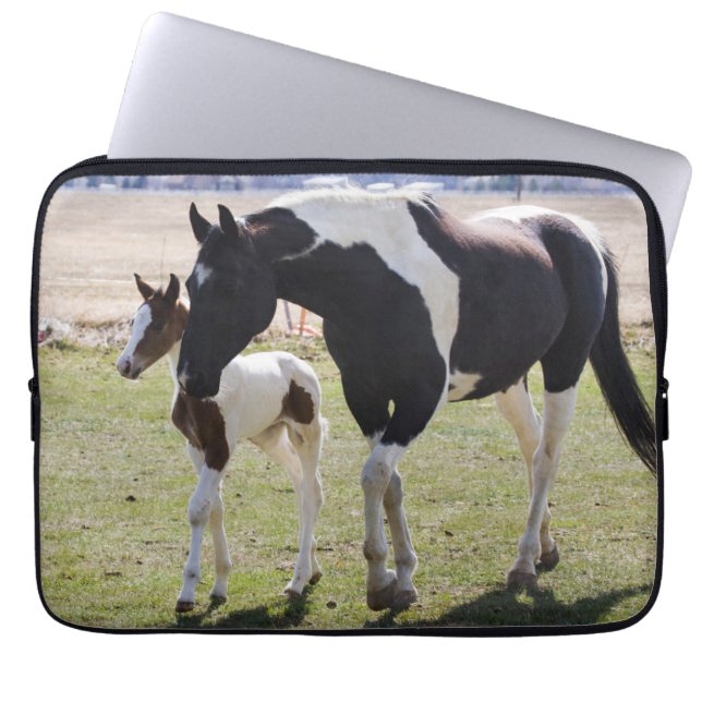 Mare and Filly Walking Laptop Sleeve (Front)