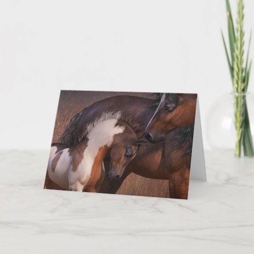 Mare and Foal Blank Greeting Card