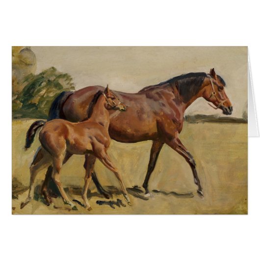 Mare and Foal by Munnings Cards (Front Horizontal)