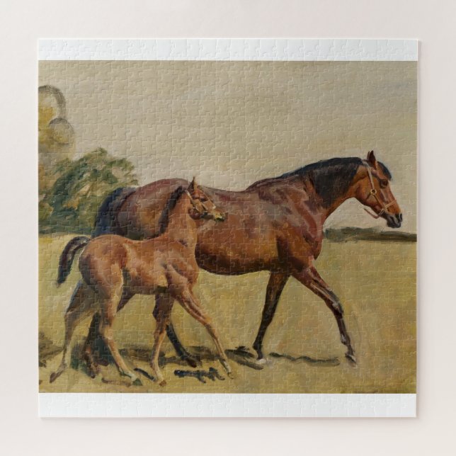 Mare and Foal by Munnings Jigsaw Puzzle (Horizontal)