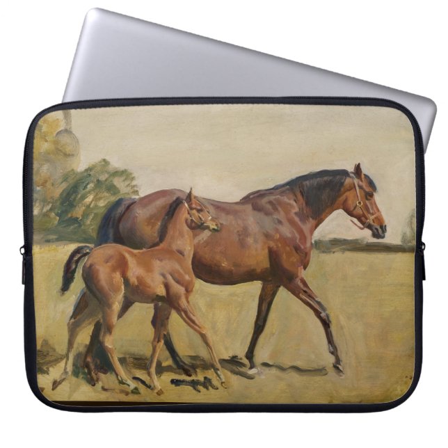 Mare and Foal by Munnings Laptop Sleeve (Front)