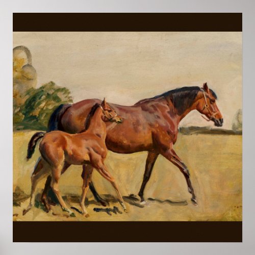 Mare and Foal by Munnings Poster
