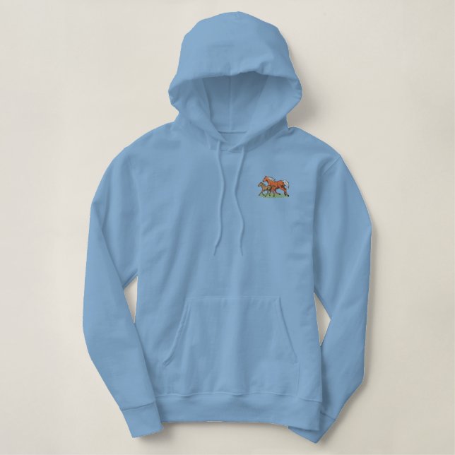 Mare and Foal Embroidered Hoodie (Design Front)